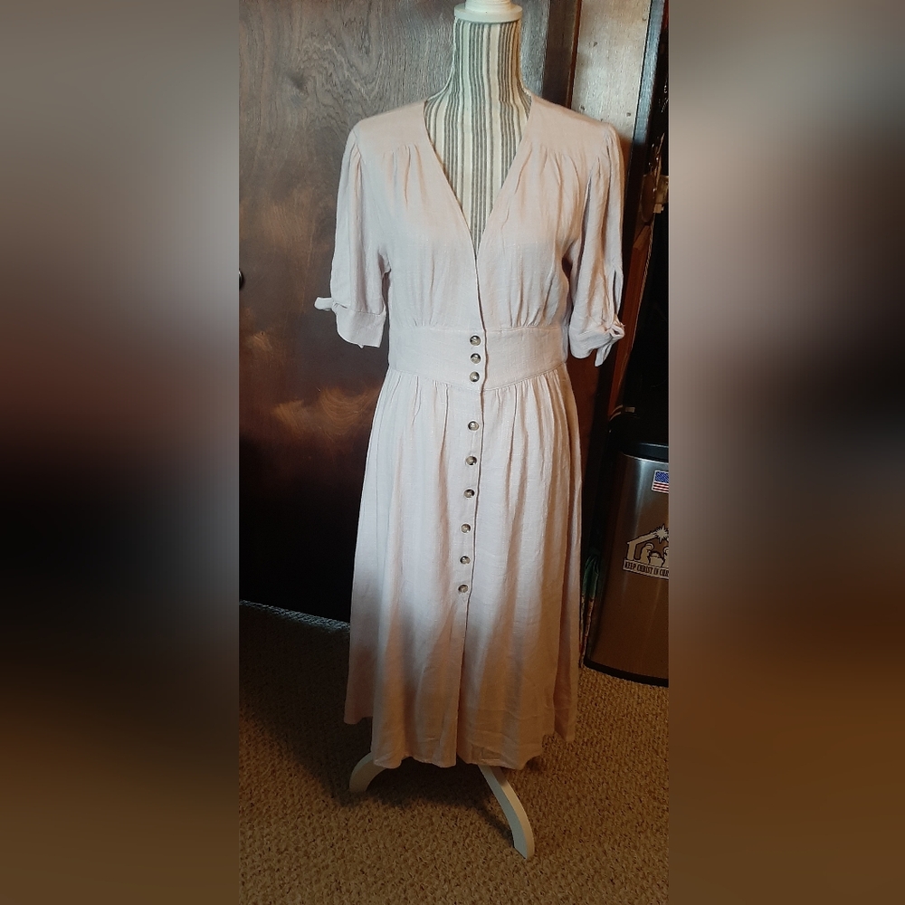 Elegant Cream Button-Down Dress